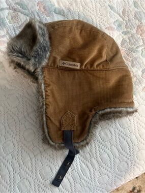 Columbia Brown Corduroy Faux-Fur Trapper Hat Kids Size L/XL
